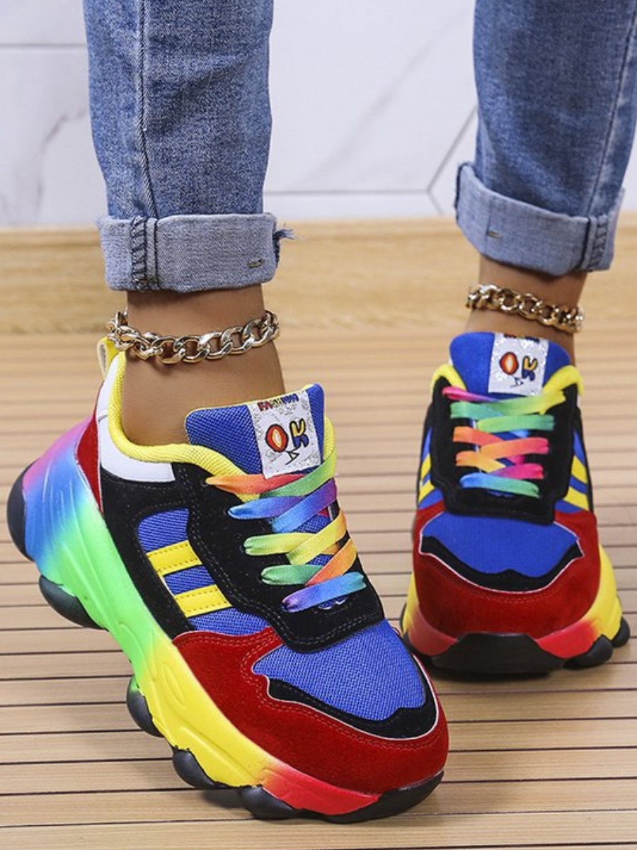 LovelyWholesale Rainbow Print Sneakers All Seasons Sporty Spring Summer 2024