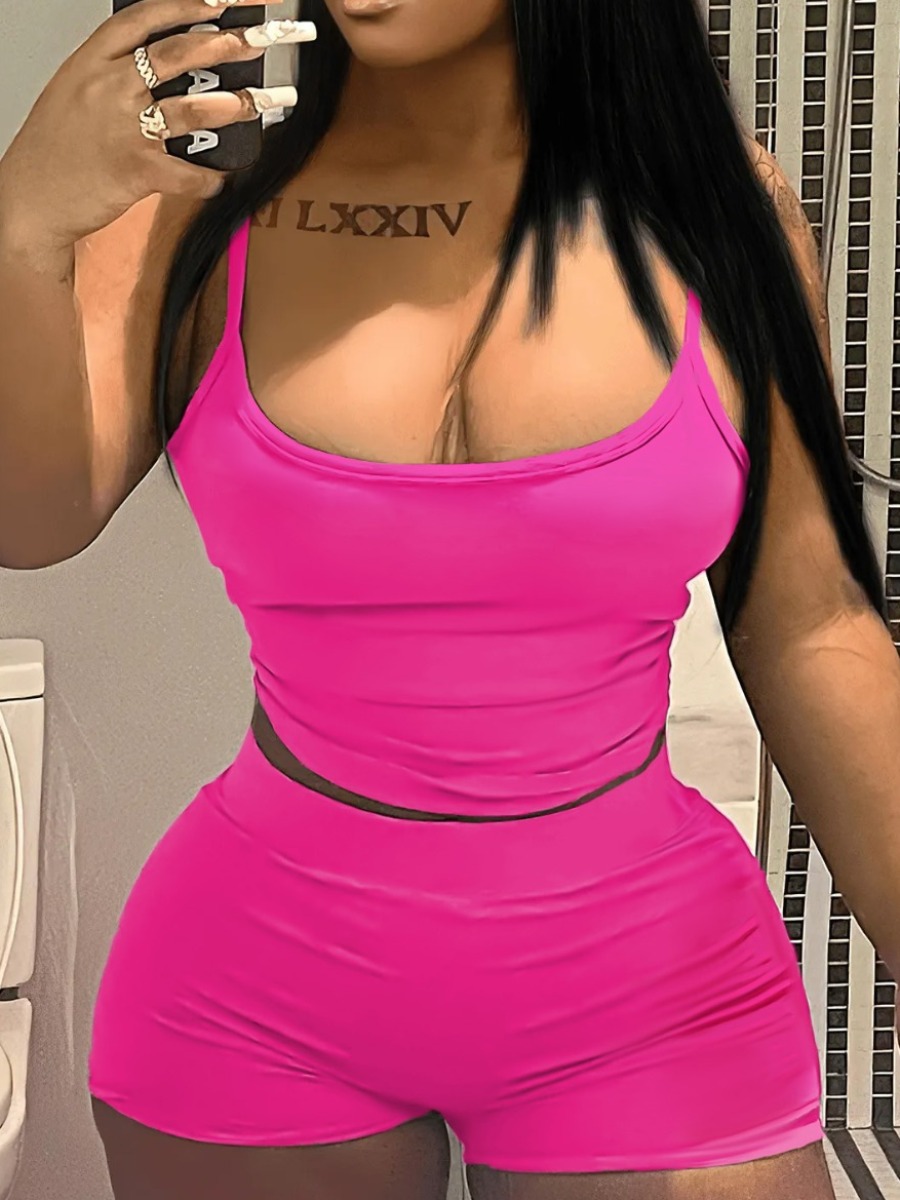 LW BASICS Plus Size Cami Regular Fit Stretchy Shorts Set