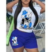 LW Bear Cartoon Money On My Mind Print Shorts Set