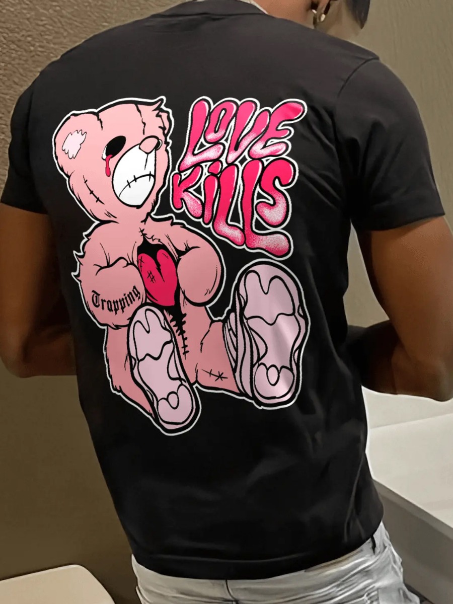 LW Men Teddy Bear Love Letter Print T-shirt