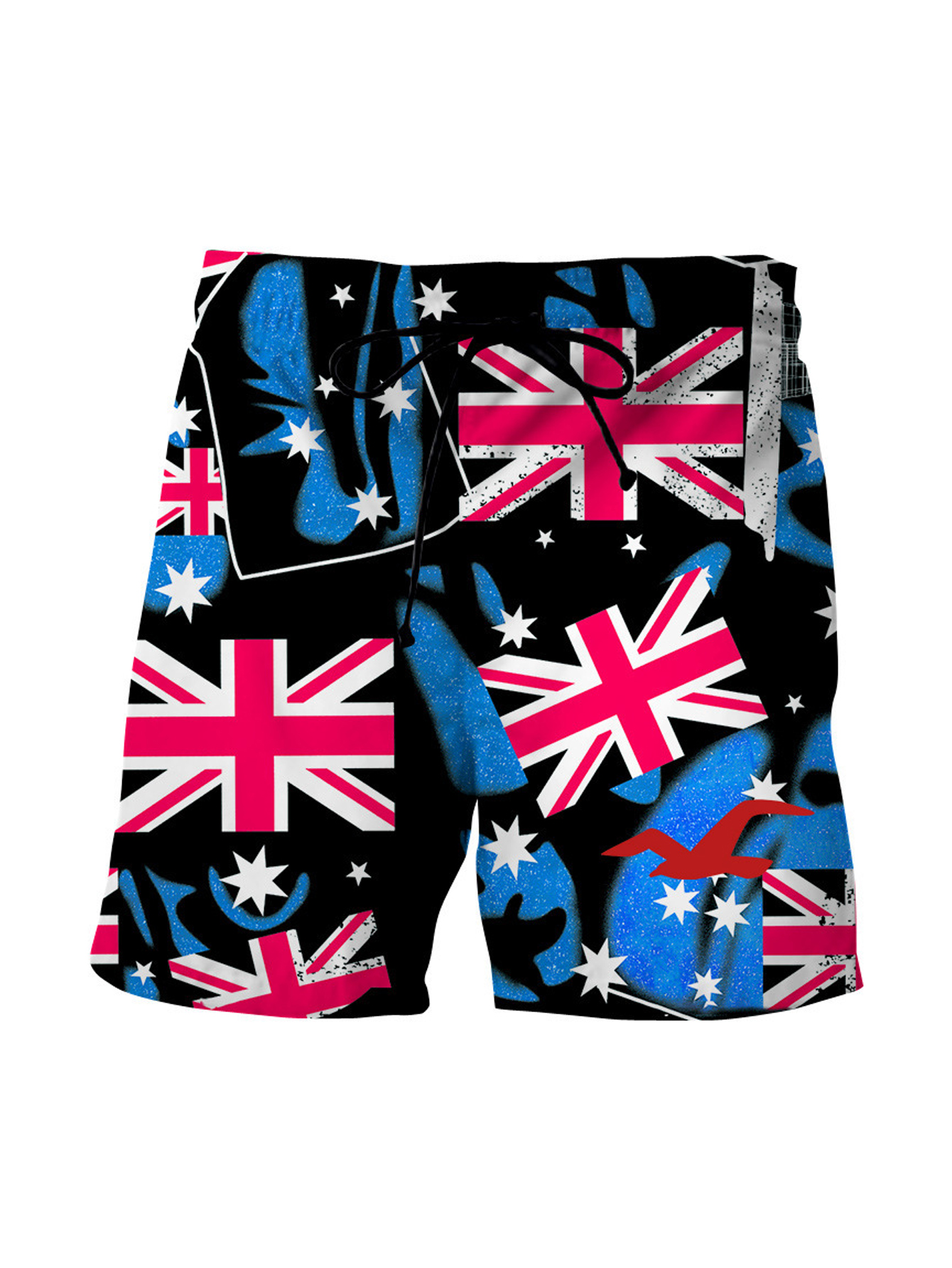 LW Men American Flag Letter Print Patchwork Shorts