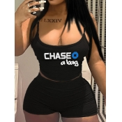 LW Cami Chase A Bag Letter Print Shorts Set