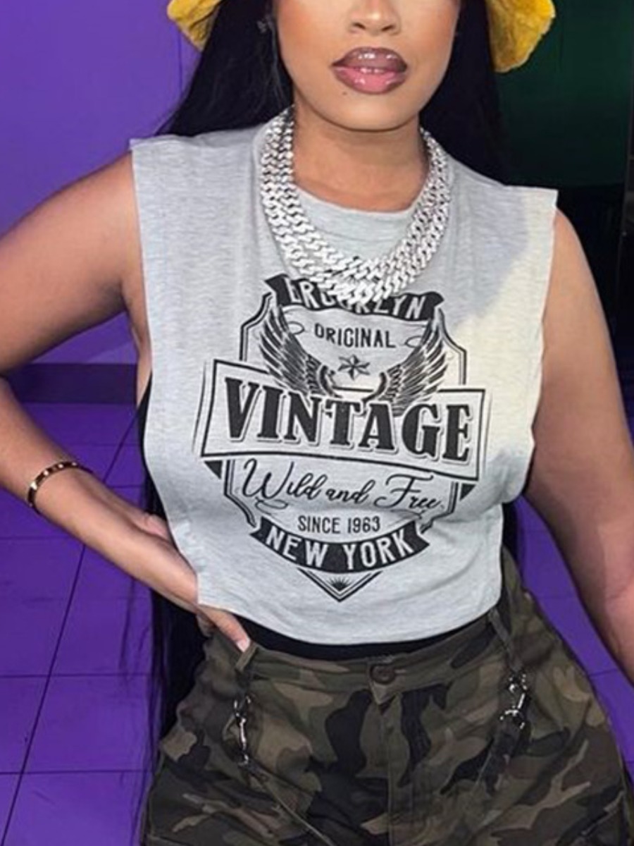 LW Letter Print Side Split Camisole