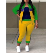 LW BASICS Plus Size Zipper Design Patchwork Pants 