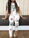 LW Cartoon Loyalty Is Better Than Love Print Pants Set