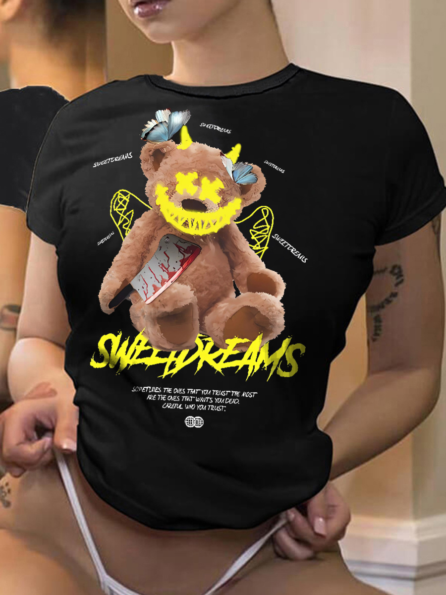 LW Teddy Bear Letter Print T-shirt