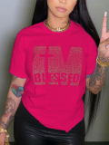 LW Plus Size Rhinestone Blessed Letter T-shirt
