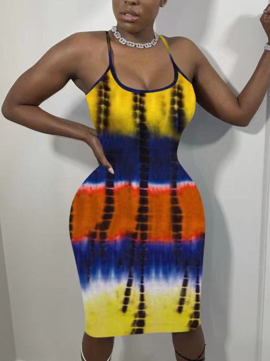 LW Plus Size Tie Dye Bodycon Cami Dress