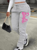LW Plus Size Letter Print Drawstring Stacked Sweatpants