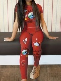 LW Cartoon Loyalty Is Better Than Love Print Pants Set