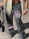 LW Figure Money Letter Print Drawstring Sweatpants