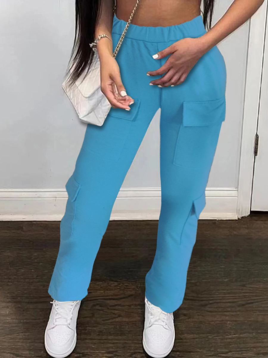 LW Mid Waist Pocket Design Drawstring Sweatpants