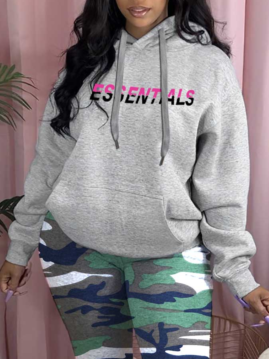 LW Essentials Letter Print Hoodie