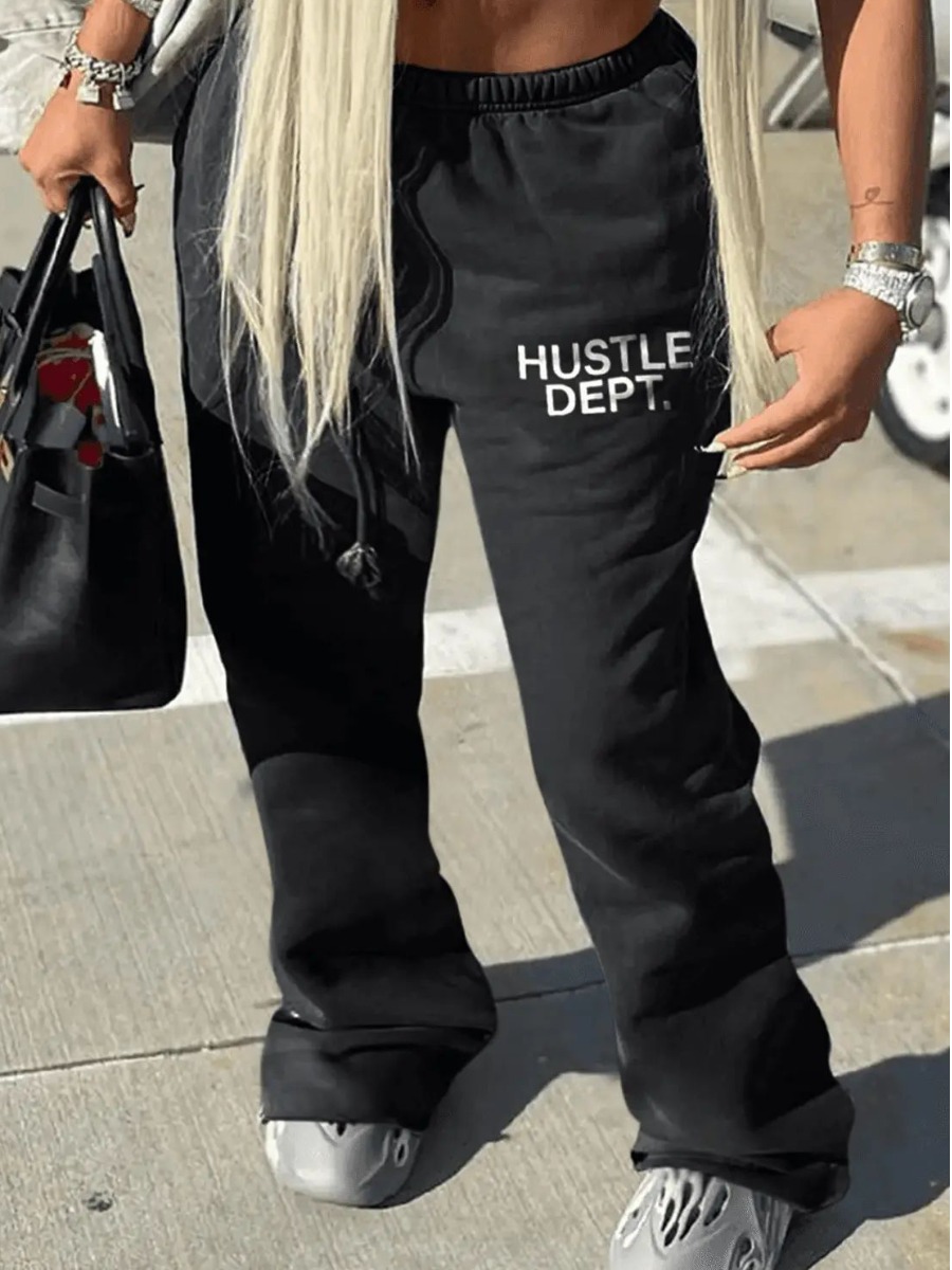 LW Mid Waist Letter Print Drawstring Sweatpants