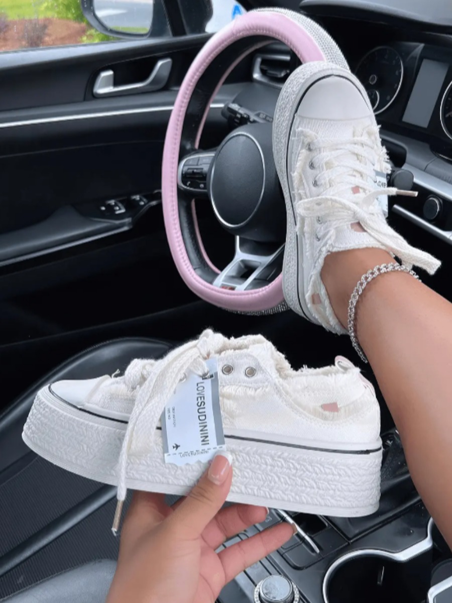 LovelyWholesale Raw Edge Platform Sneakers All Seasons Casual Basic Spring Summer 2024