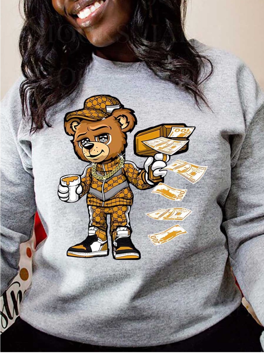 LW Plus Size Cartoon Money Print Sweatshirt 0X