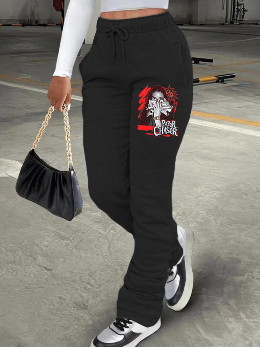 LW Figure Money Print Drawstring Sweatpants