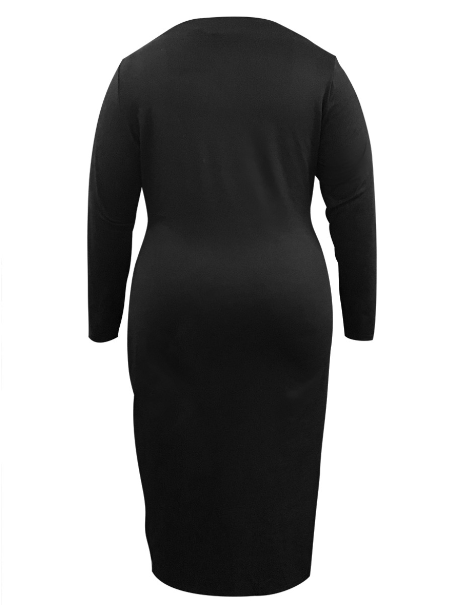 LW BASICS Plus Size Bandage Design Split Bodycon Dress 1X