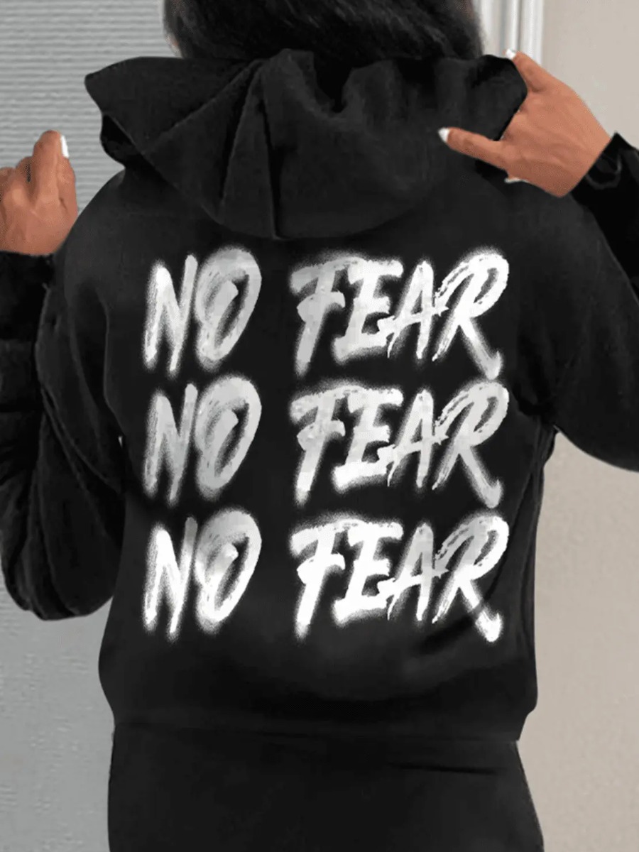 LovelyWholesale Plus Size Letter Print Kangaroo Pocket Hoodie Fall Long Sleeve Casual Hooded Collar  5X Spring Summer 2024