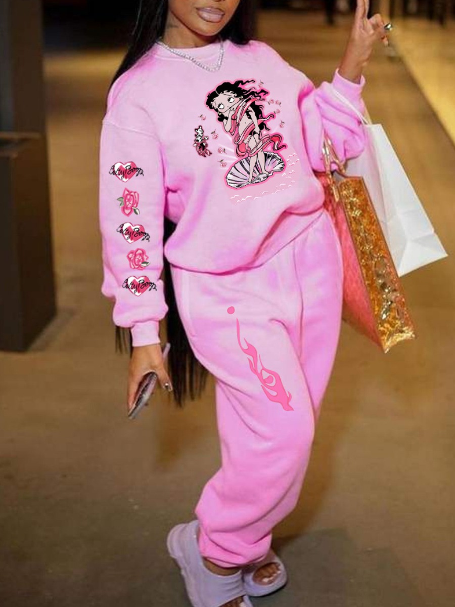 LW Cartoon Heart Print Oversized Pants Set
