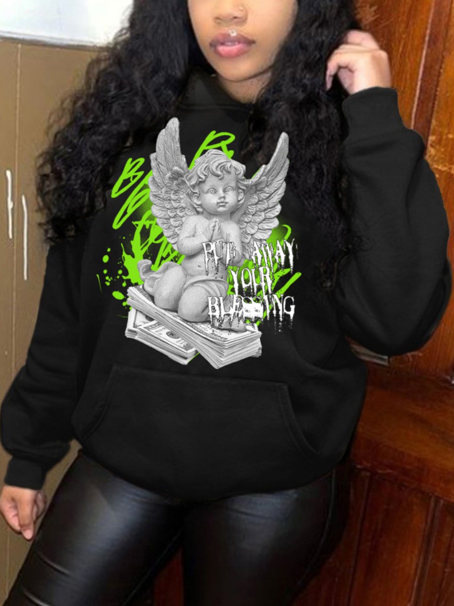 LW Figure Money Print Kangaroo Pocket Hoodie