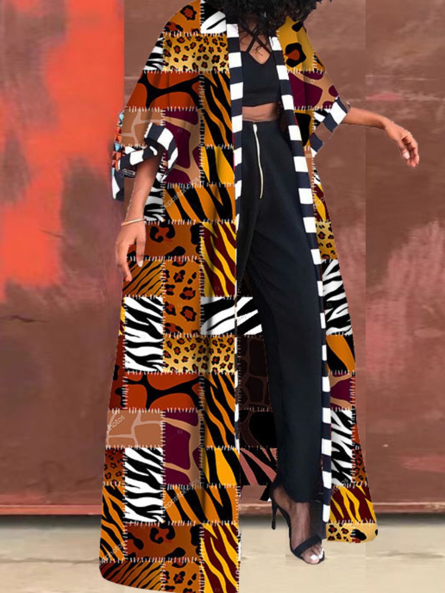 LW Plus Size Pattern Mixed Print Loose Tiger Strip