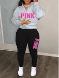 LW Pink Letter Print Pants Set