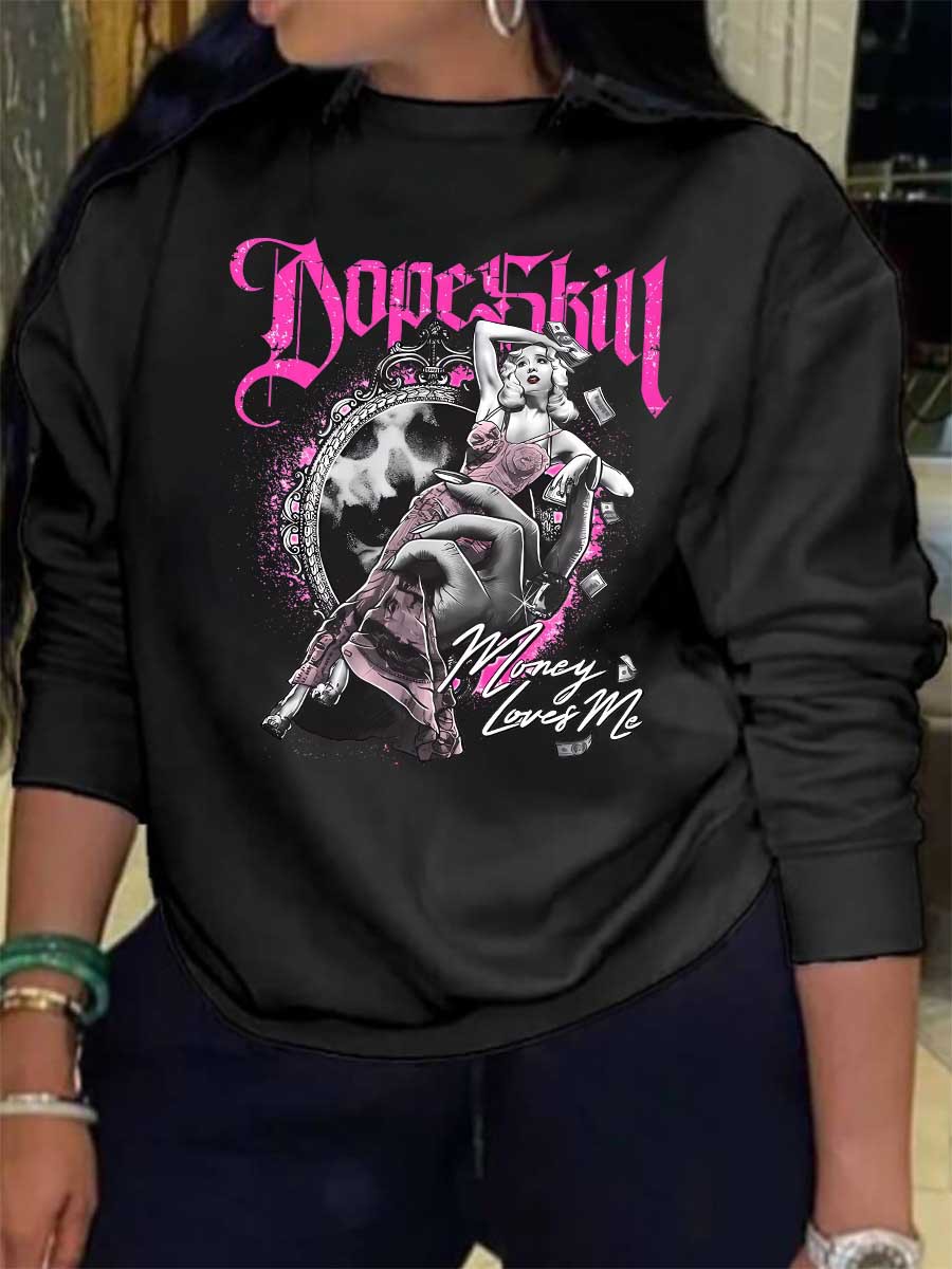 LW Plus Size Skeleton Letter Print Sweatshirt