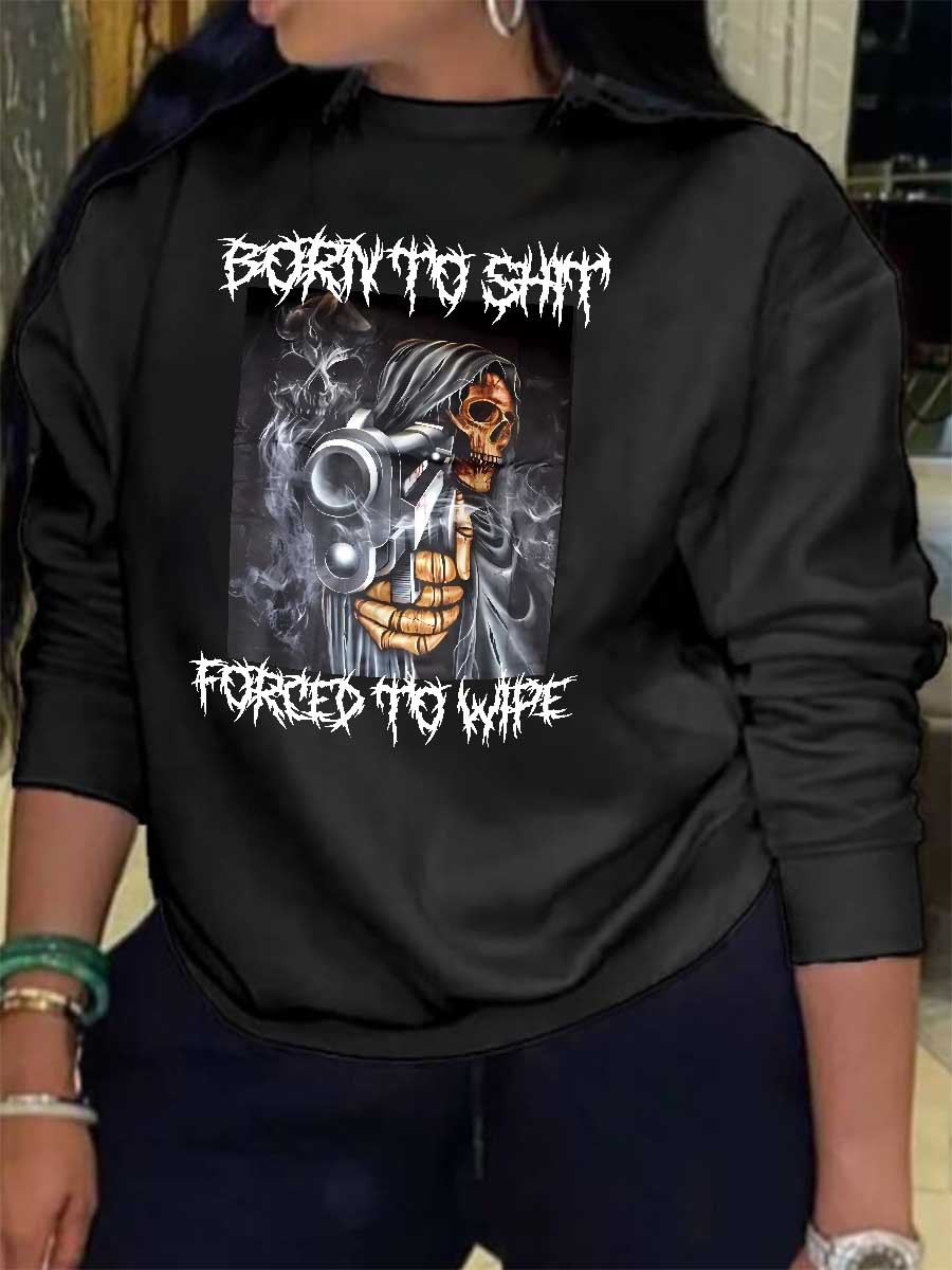 LW Plus Size Skull Head Letter Print Sweatshirt