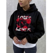 LW Letter Print Kangaroo Pocket Hoodie