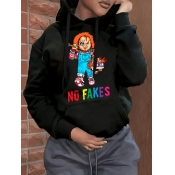 LW Figure Letter Print Kangaroo Pocket Hoodie