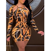 LW Mixed Print Cut Out Skinny Romper