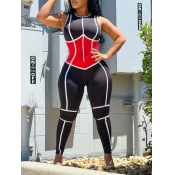 LW Striped Patchwork Skinny Jumpsuit