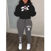 LW Figure Letter Print Kangaroo Pocket Tracksuit S