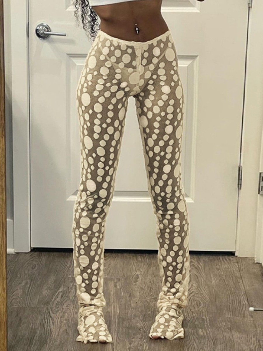 LW High Waist Dot Print See Through Skinny Pants