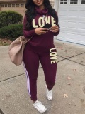 LW Plus Size Letter Print Striped Pants Set
