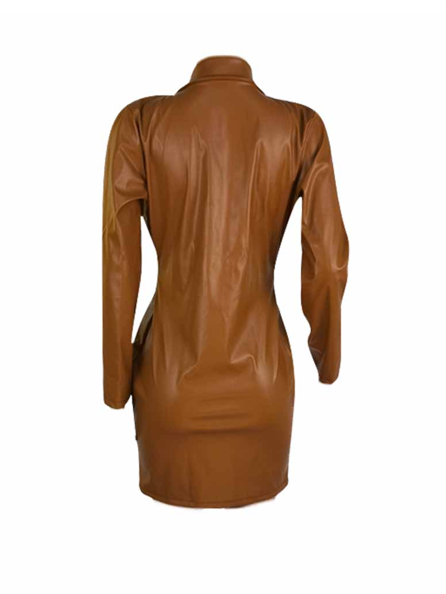 LW SXY Faux Leather Ruched Bodycon Dress