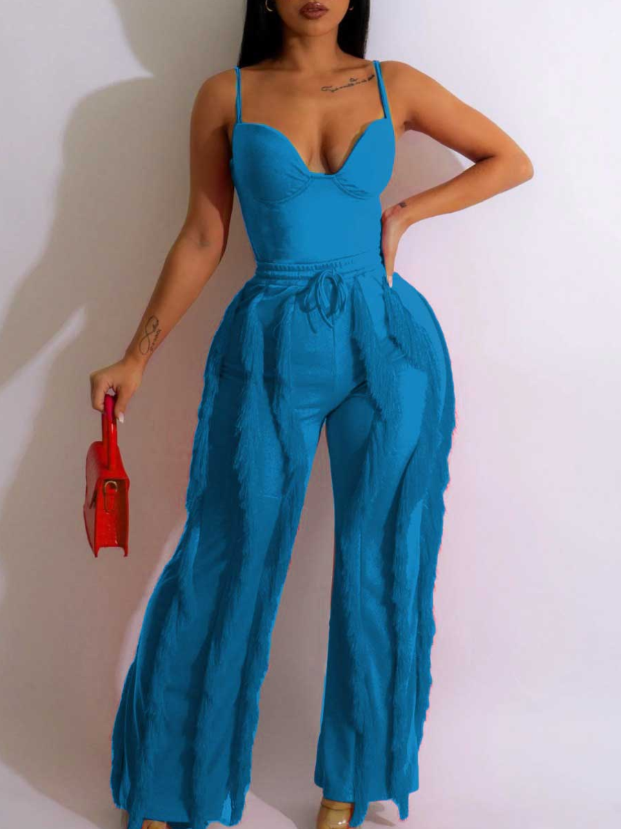 LW Cami Tassel Design Drawstring Pants Set