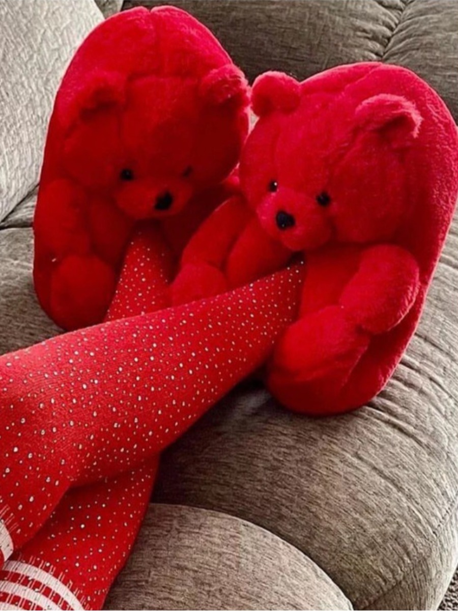 LW Plush Bear Design Slippers