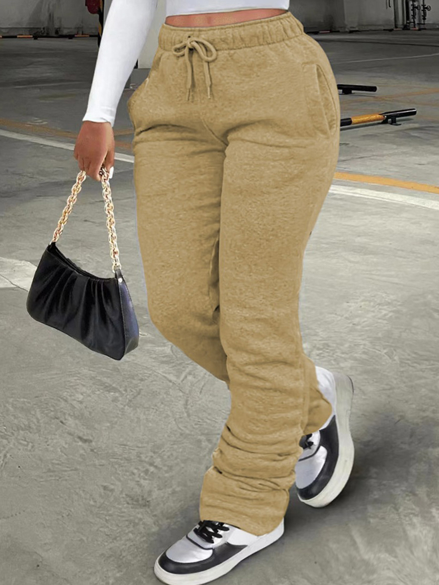 LW Plus Size Mid Waist Drawstring Stacked Sweatpants