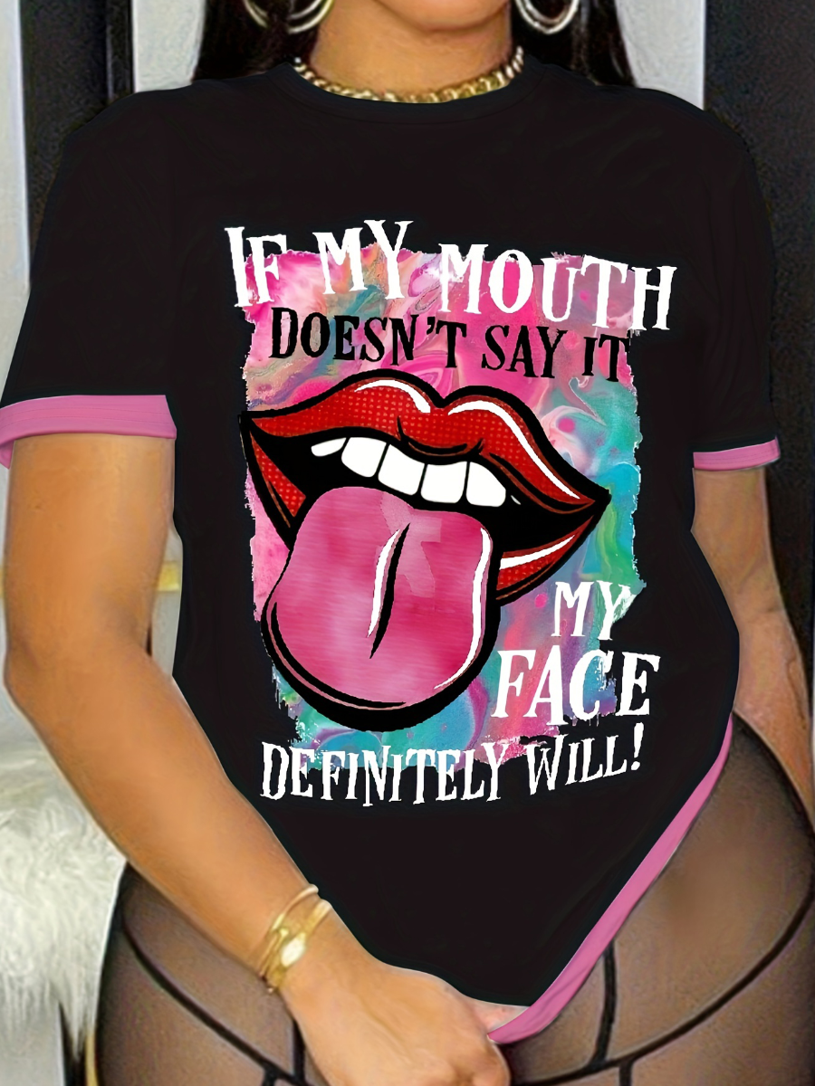 LW Plus Size Lip Letter Print T-shirt