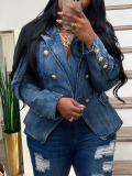 LW Double Breasted Ripped Denim Jacket