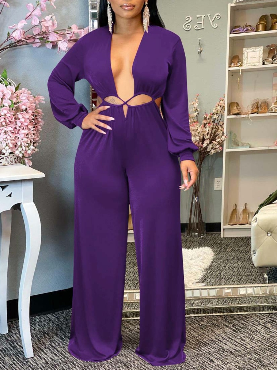 LW Bandage Design Solid Color Jumpsuit