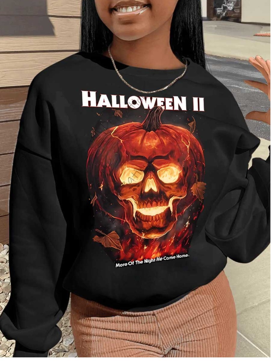 LW Halloween Clown Letter Print Loose Sweatshirt