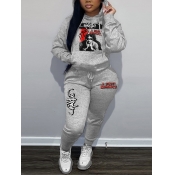 LW Plus Size Figure Letter Print Kangaroo Pocket T