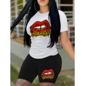 LW Chain Lip Print Shorts Set