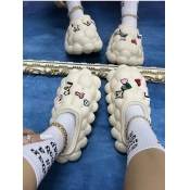 LW Letter Decor Plush Bubble Slippers