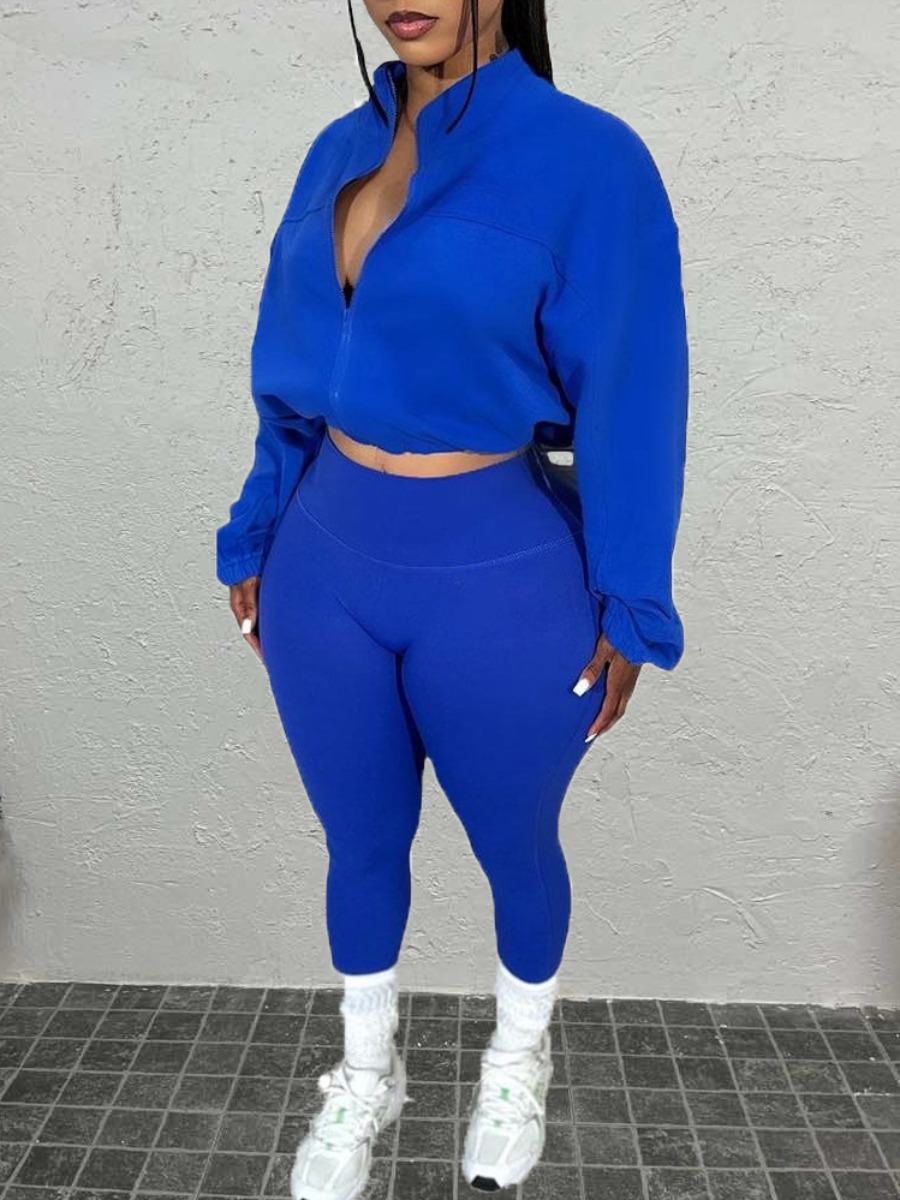 LW BASICS Drawstring Zipper Design High Waist Pant