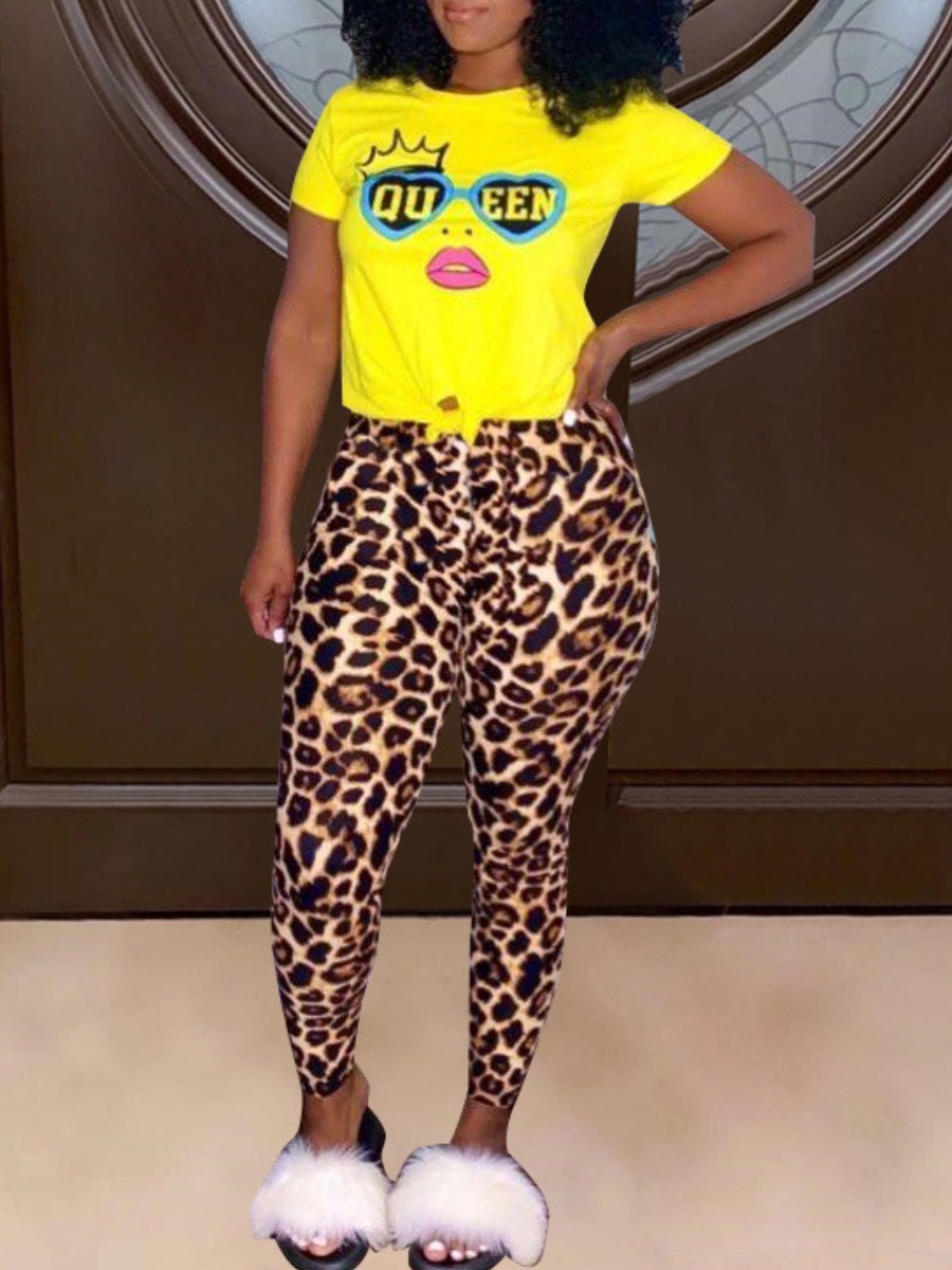 LW SXY Crown Queen Leopard Print Pants Set