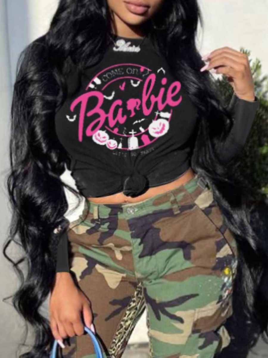 LW Plus Size Cartoon Letter Print Sweatshirt